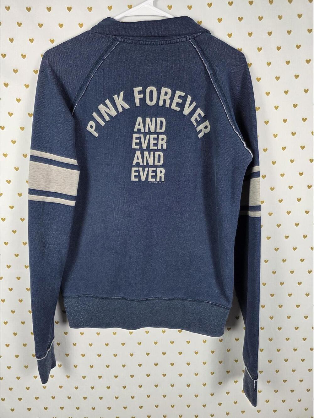 Victorias Secret Pink VINTAGE HTF FOREVER Full Zip Sweater Jacket Y2k MEDIUM '06